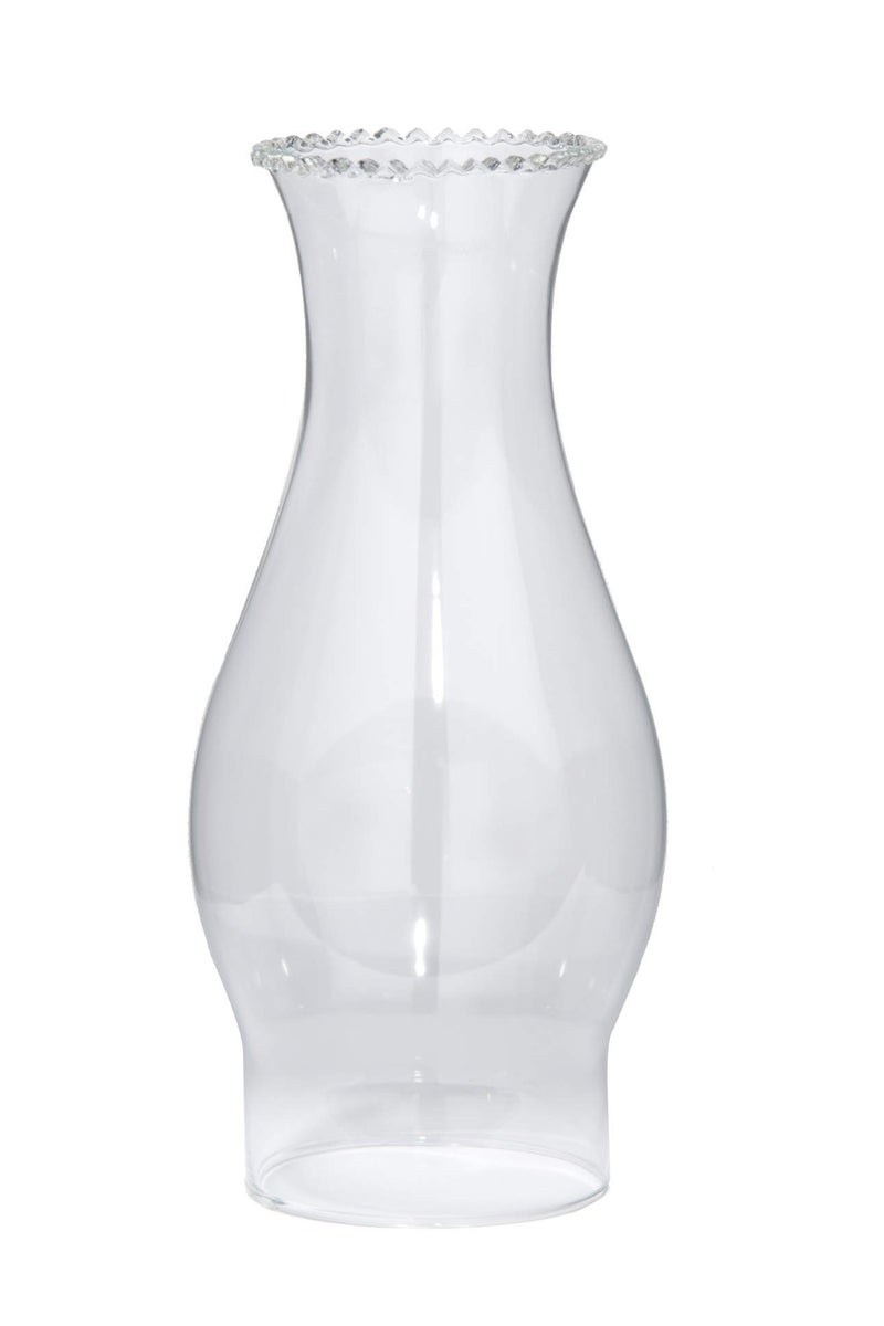 B&P Lamp مصباح B&P بارتفاع 3 بوصات وعرض 8 1/2 بوصات مع زجاج شفاف وقمة مجعدة لمصابيح الزيت والكيروسين - Image 1